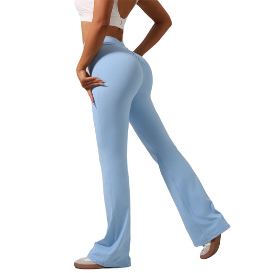 Peach flared pants, women's yoga pants, sports pants