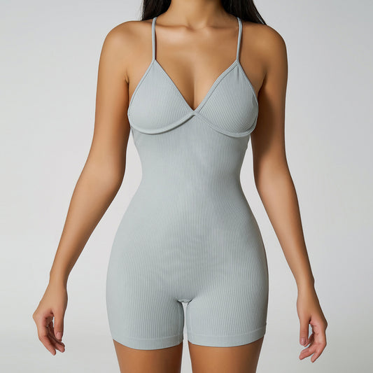 Ladies' one-piece yoga wear with high hip lift, elastic and tight crossover