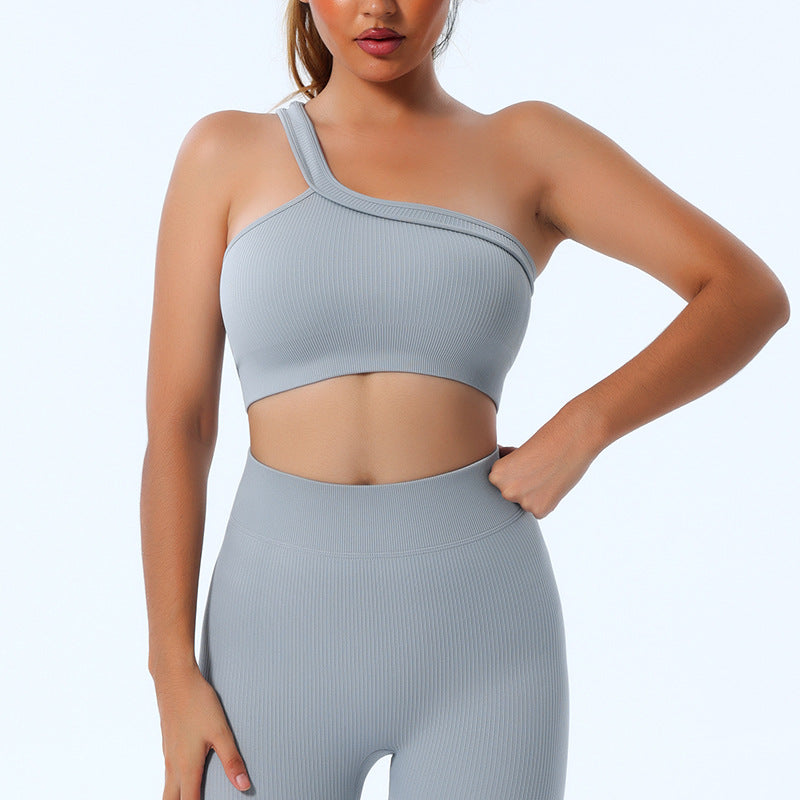 One-piece off-the-shoulder shockproof yoga single-shoulder fitness sports underwear