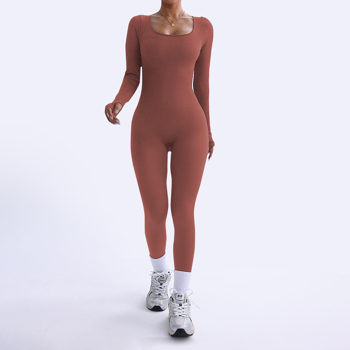 Long-sleeved, quick-drying, tight-fitting fitness one-piece yoga wear for women