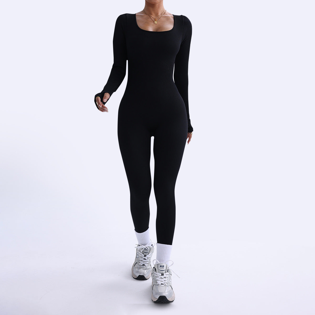 Long-sleeved, quick-drying, tight-fitting fitness one-piece yoga wear for women