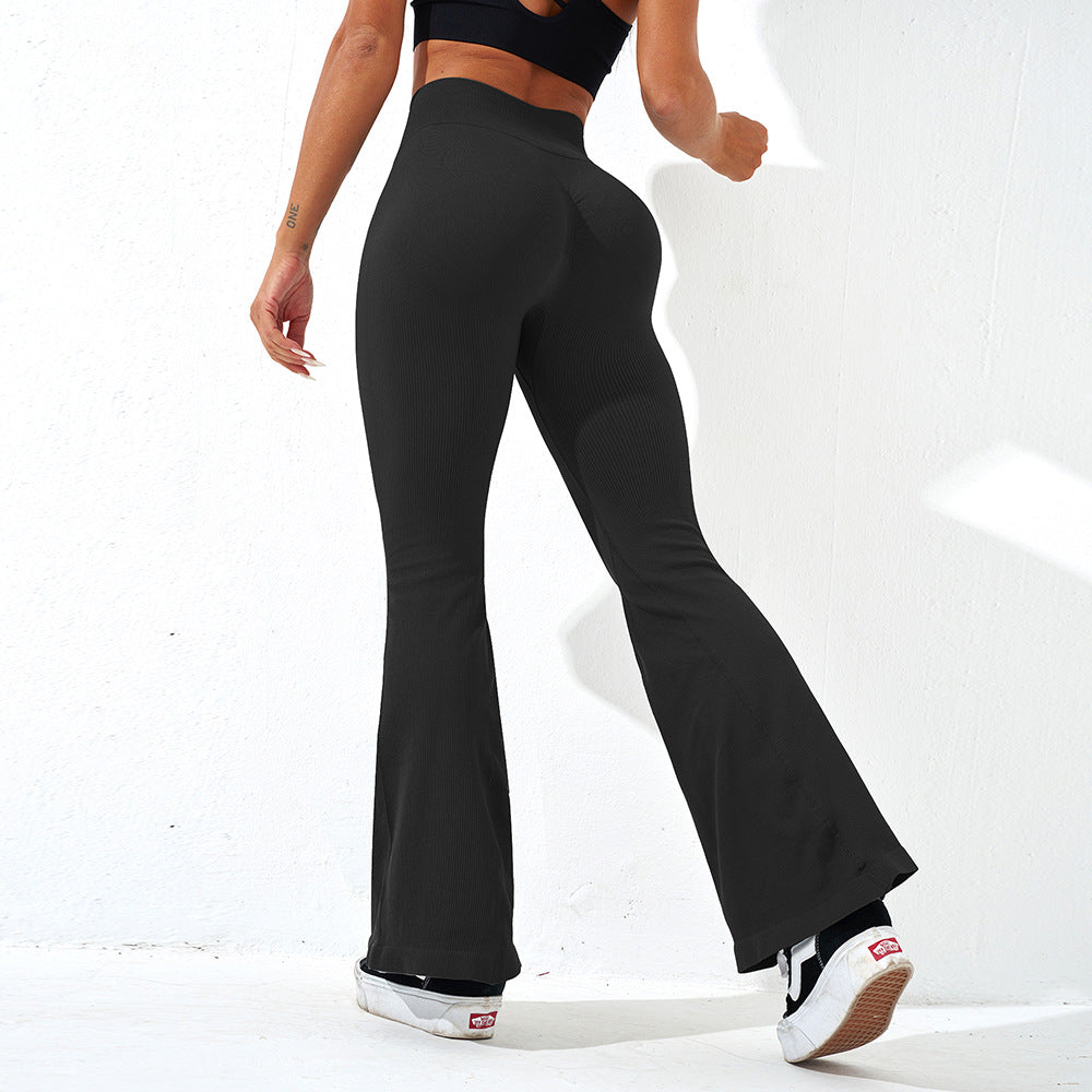 Wholesale Cheap Women Bell Bottom Knit High Waist Leggings Flared Trousers Quick Drying Breathable Gym Yoga Pants