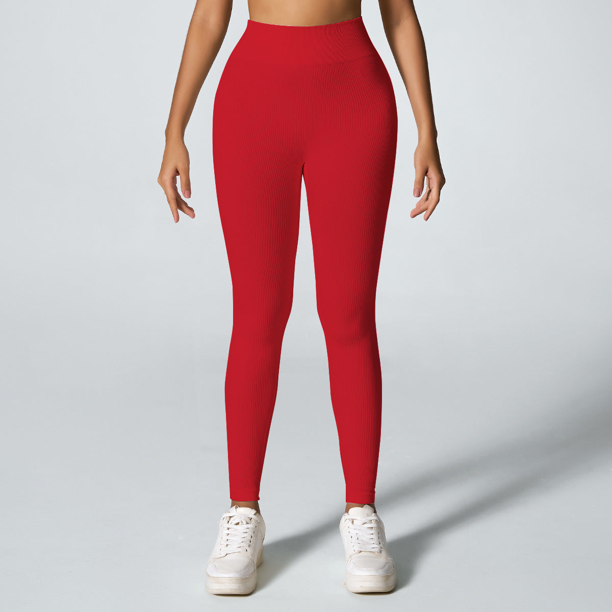 Threaded sporty high-waisted yoga pants for fitness