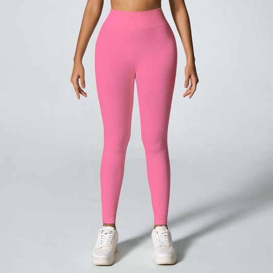 Threaded sporty high-waisted yoga pants for fitness