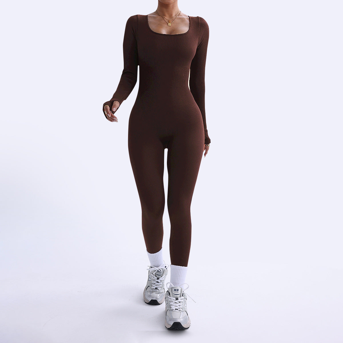Long-sleeved, quick-drying, tight-fitting fitness one-piece yoga wear for women