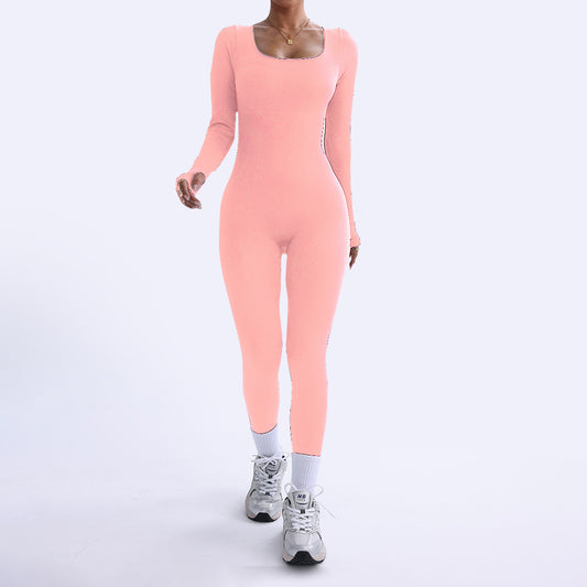 Long-sleeved, quick-drying, tight-fitting fitness one-piece yoga wear for women