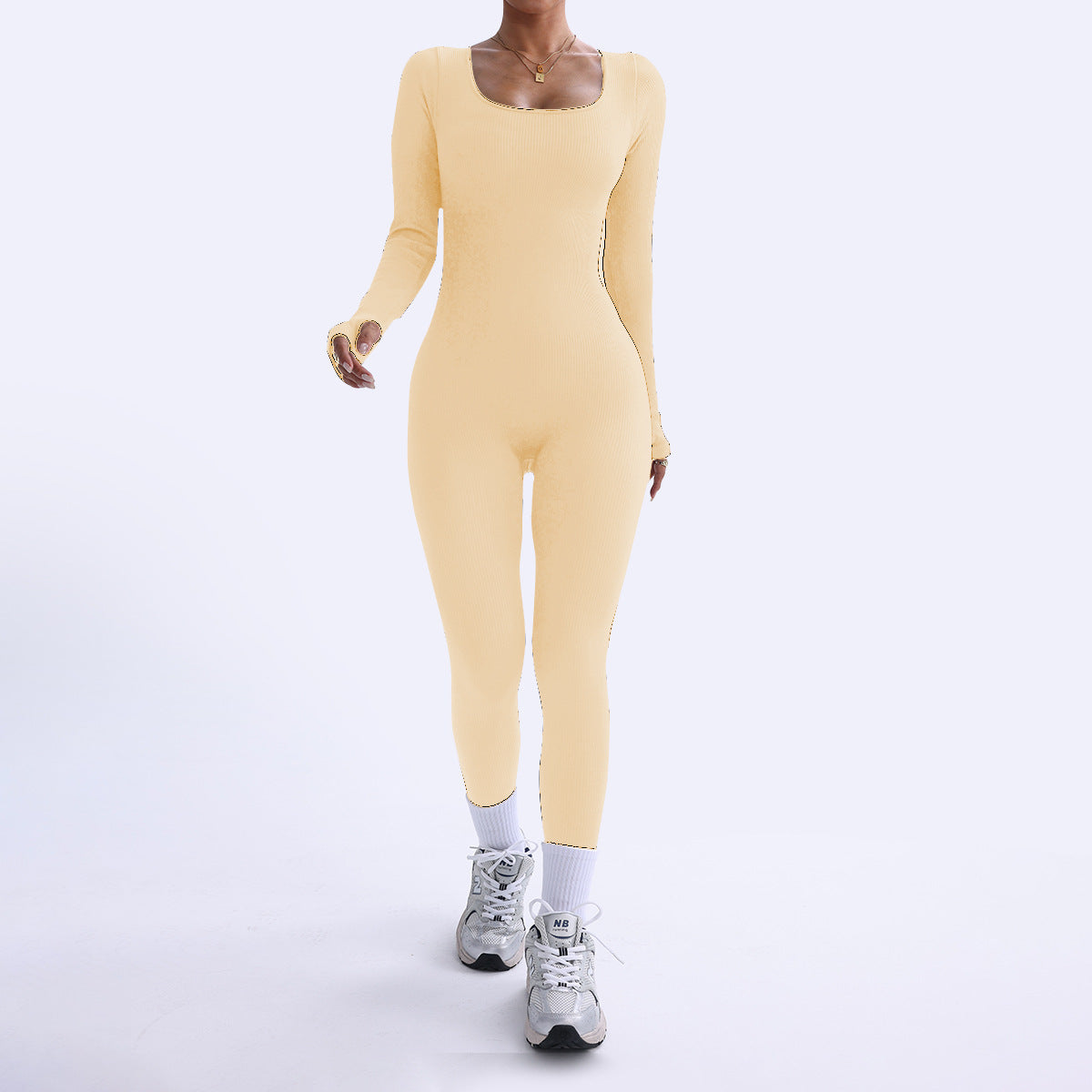 Long-sleeved, quick-drying, tight-fitting fitness one-piece yoga wear for women