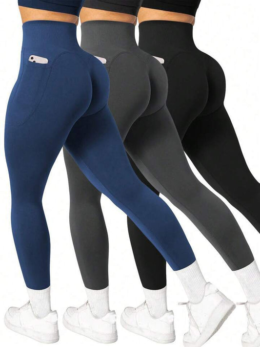 Seamless Legging Push up Mujer Tummy Control High Waisted Solid Color Yoga Pants Workout Yoga Leggings for Women With Pockets