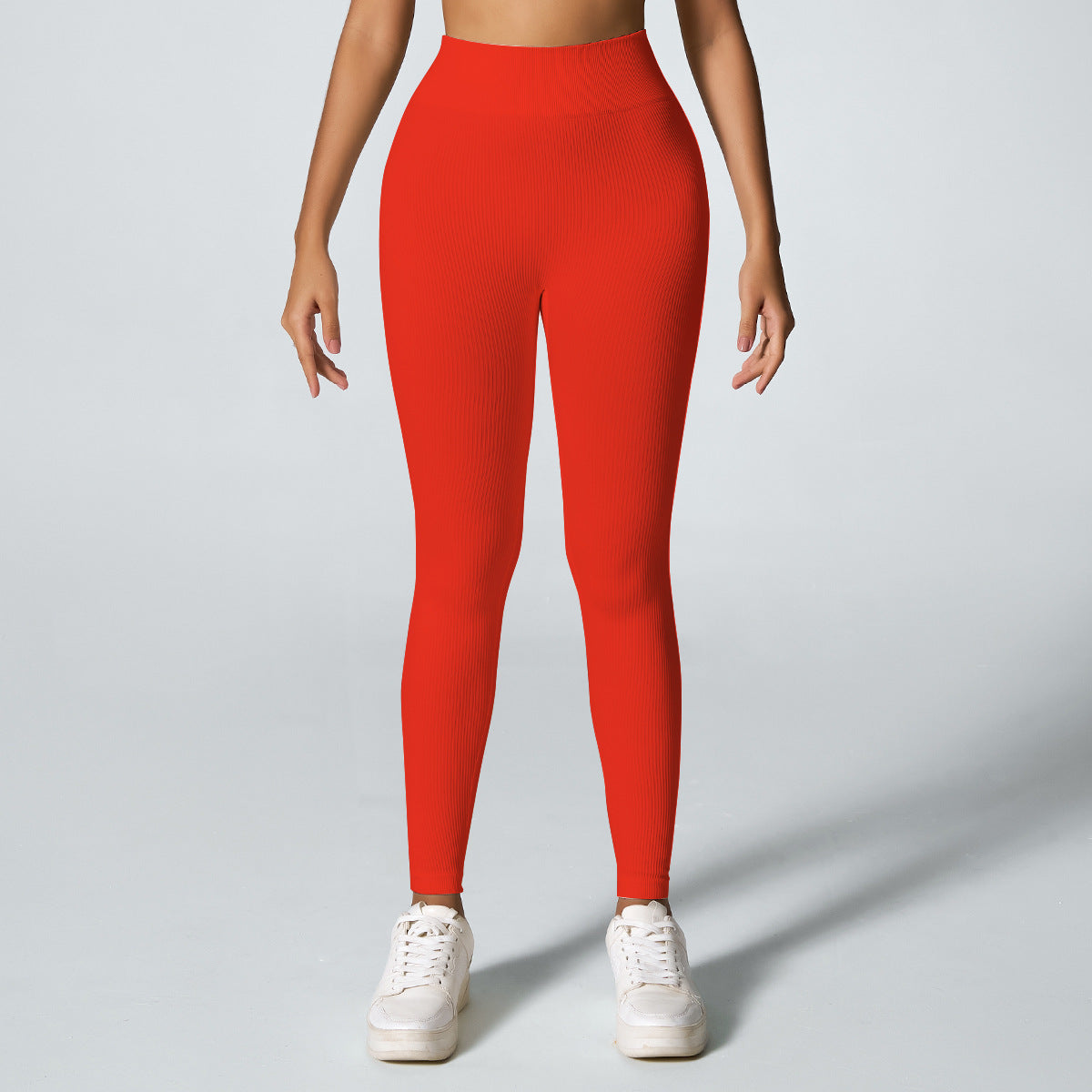 Threaded sporty high-waisted yoga pants for fitness