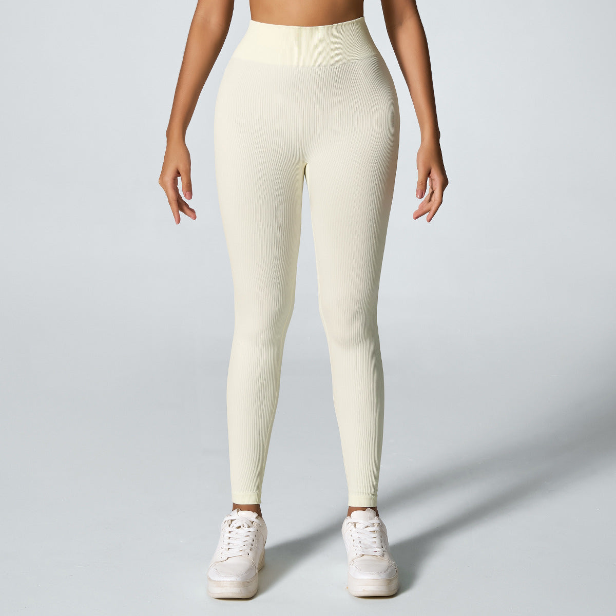 Threaded sporty high-waisted yoga pants for fitness