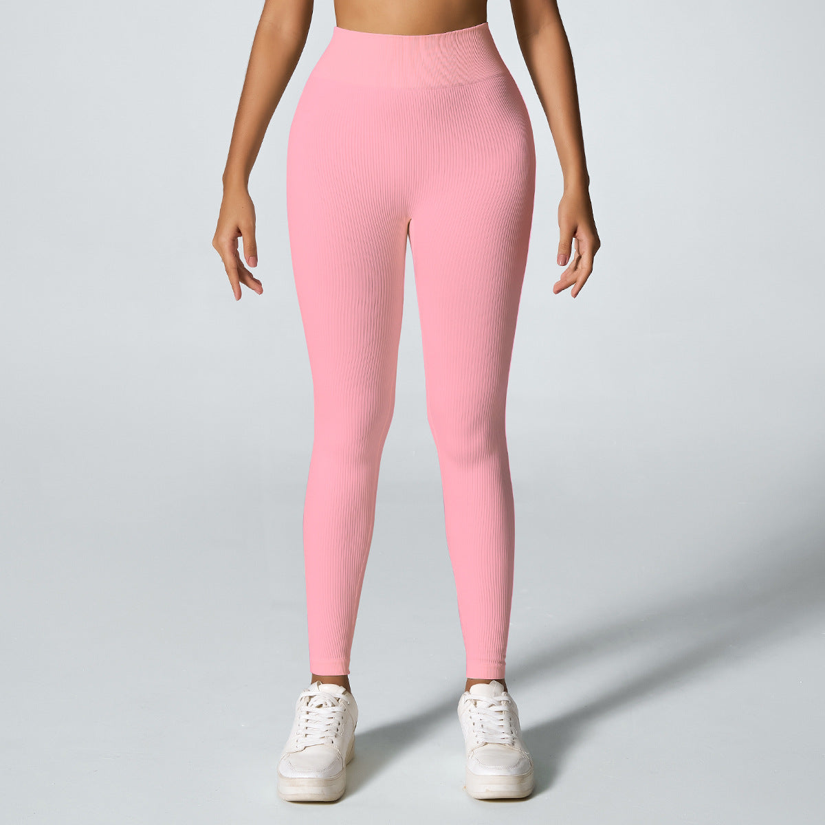 Threaded sporty high-waisted yoga pants for fitness