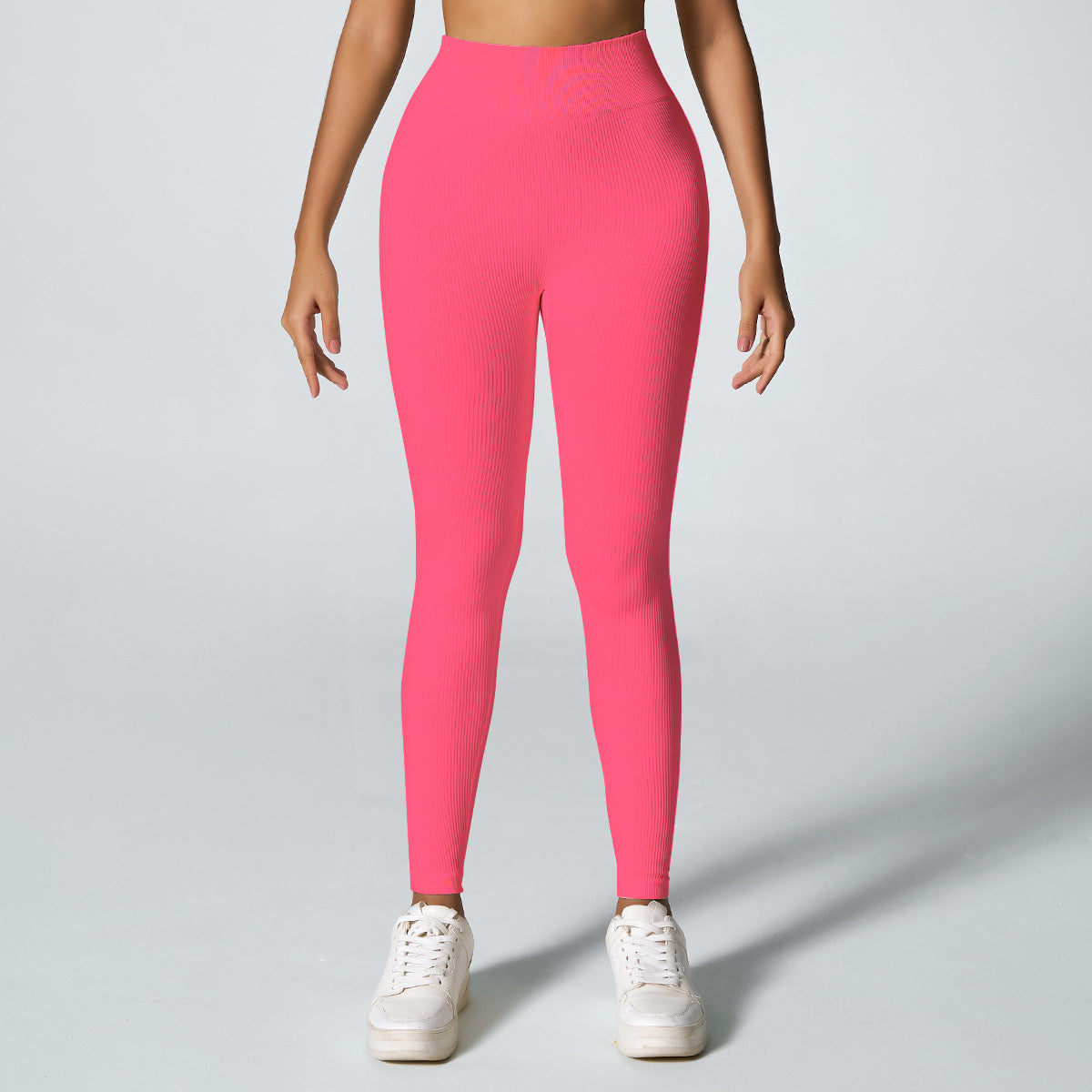 Threaded sporty high-waisted yoga pants for fitness