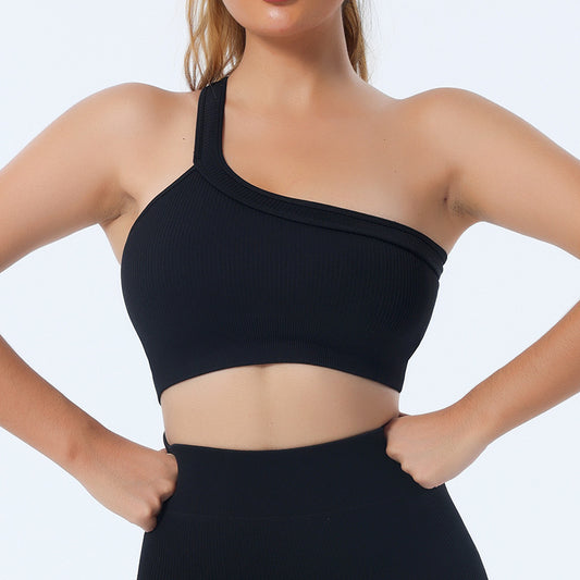 One-piece off-the-shoulder shockproof yoga single-shoulder fitness sports underwear