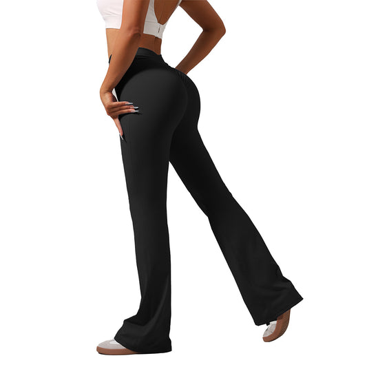 Peach flared pants, women's yoga pants, sports pants