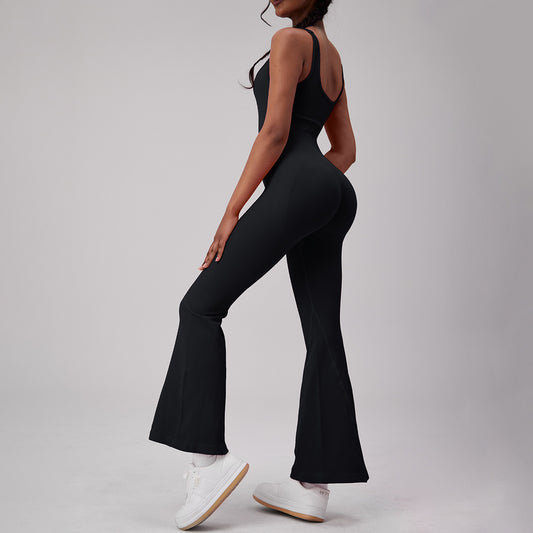 Women yoga onesie sports fitness sexy hip flared trouser leg