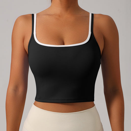 Yoga vest female clash color double straps casual vest