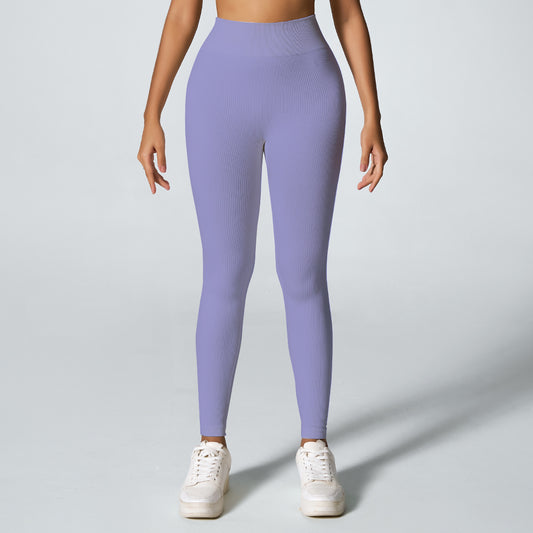 Threaded sporty high-waisted yoga pants for fitness