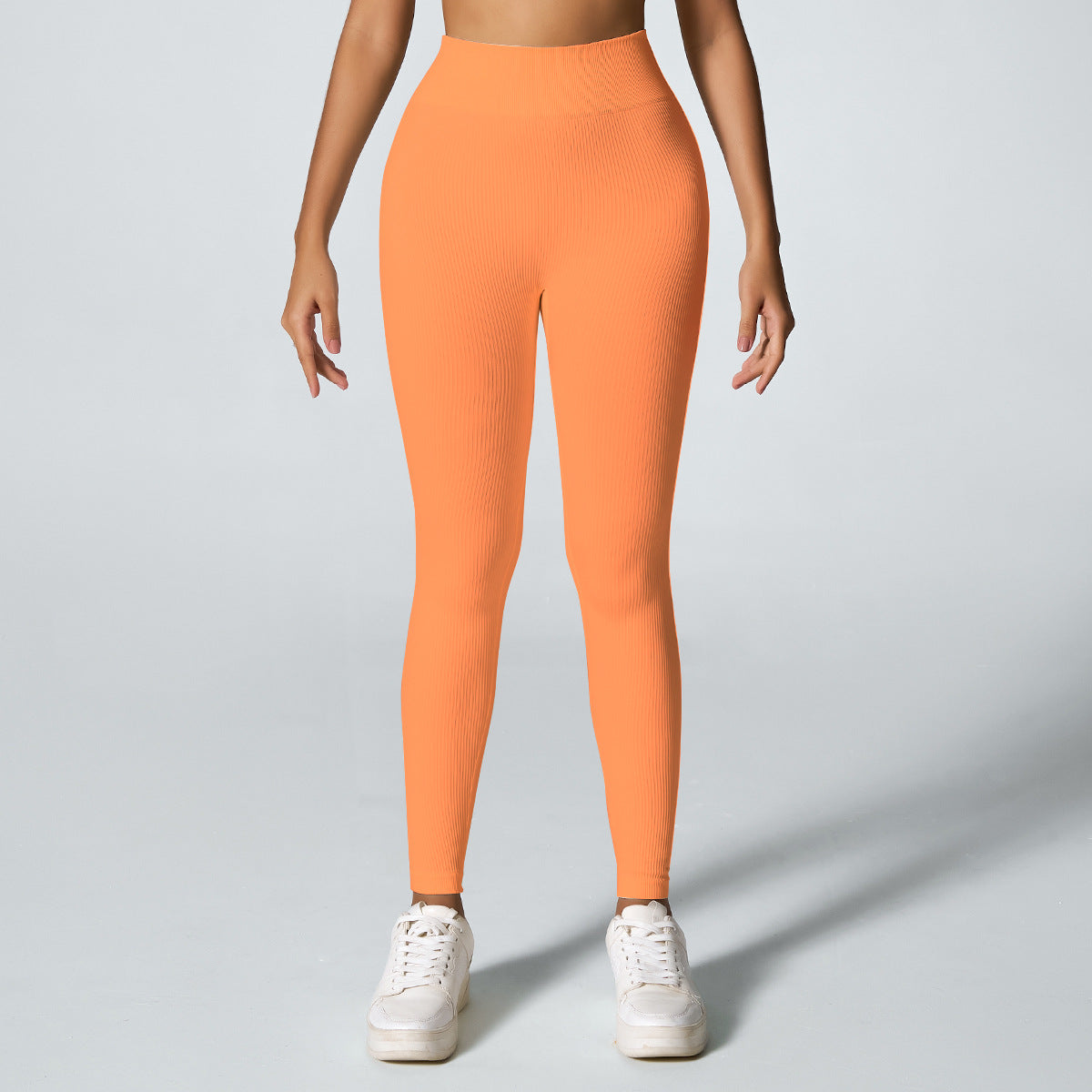Threaded sporty high-waisted yoga pants for fitness
