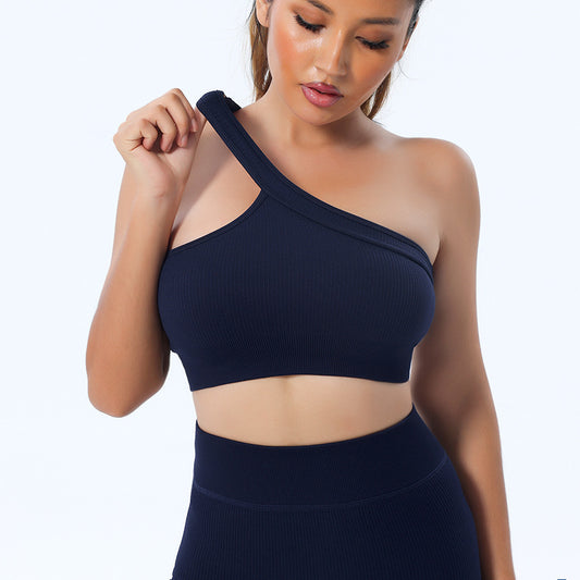 One-piece off-the-shoulder shockproof yoga single-shoulder fitness sports underwear