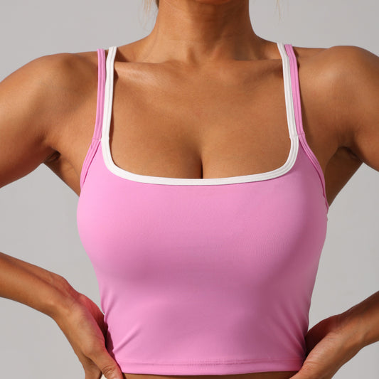Yoga vest female clash color double straps casual vest