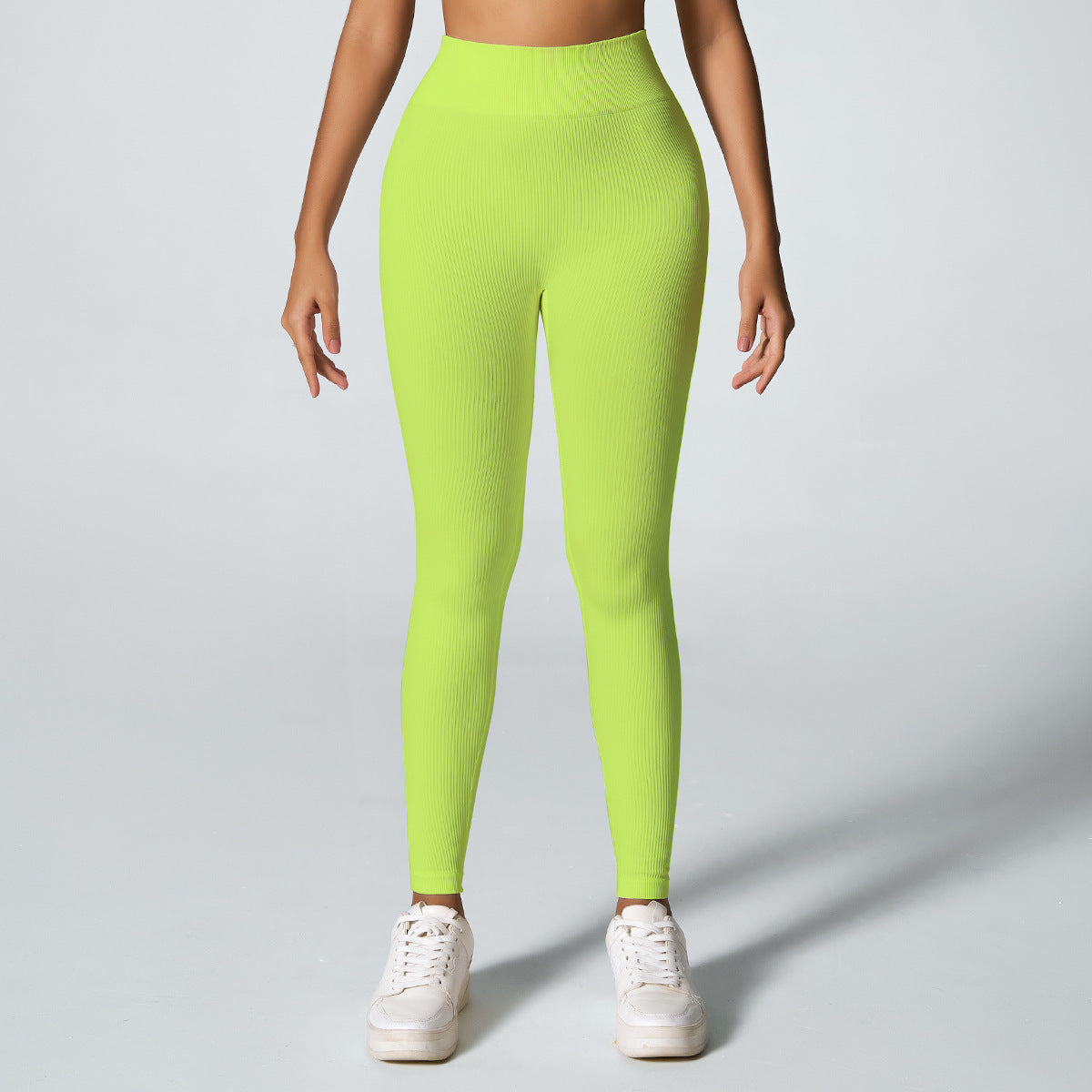 Threaded sporty high-waisted yoga pants for fitness